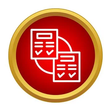 Voting election ballot documents in red button icon 库存插图