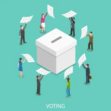 Voting flat isometric vector concept. Stock Illustration