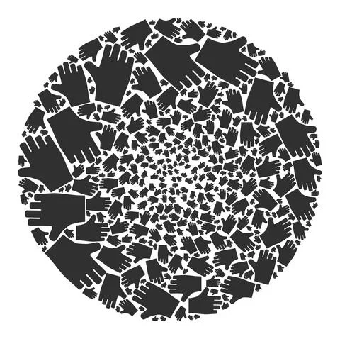 Voting Hand Icon Round Globula Collage Stock Illustration