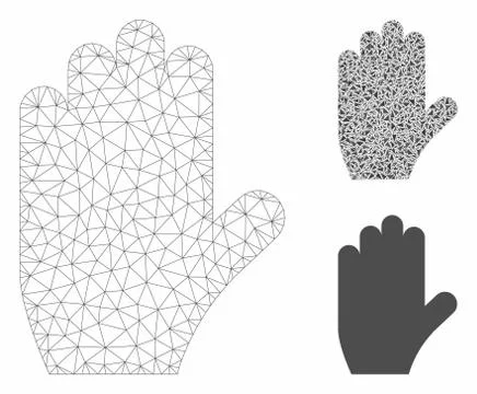 Voting Hand Vector Mesh Network Model and Triangle Mosaic Icon Stock Illustration