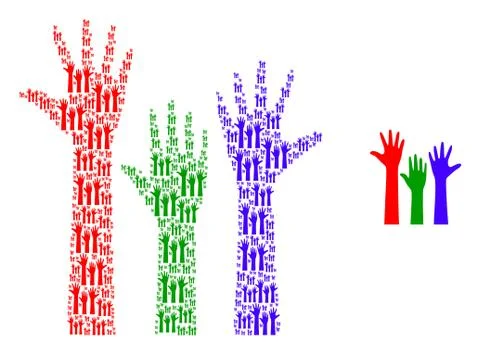 Voting Hands Up Composition of Self Items Illustrazione stock