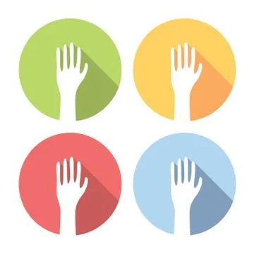 Voting Hands Flat Icons Set Stock Illustration
