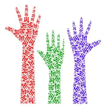 Voting Hands Up Vector Mosaic of Self Recursive Items Stock Illustration