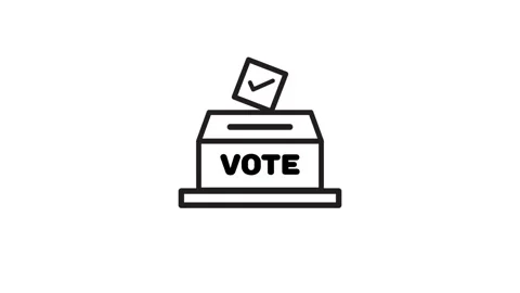 Voting icon with ballot animation isolated on white background Stock Footage 334767833