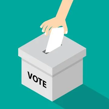 Voting illustration flat style - hand putting voting paper in the ballot box Stock Illustration