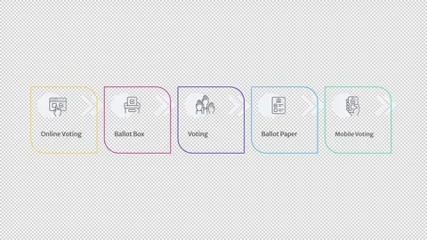 Voting linear multicolor timeline infographics animation Stock Footage 333744880