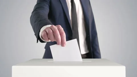 Voting. Man Putting a Ballot into a Voting Box. Stock-Footage 172033382
