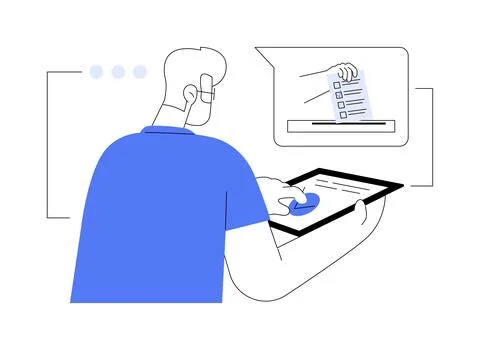 Voting online abstract concept vector illustration. Illustrazione stock