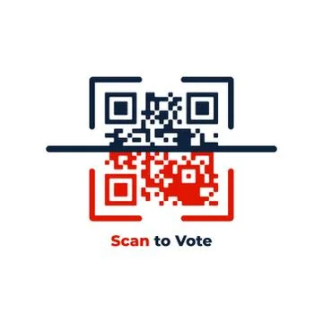 Voting online concept. QR code . Scan to vote banner. Scanning process. Flat  Stock Illustration