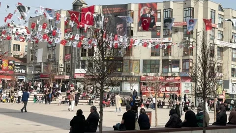 A voting point for Mayor Imamoğlu, removed from office on Sunday Stock Footage 304830587