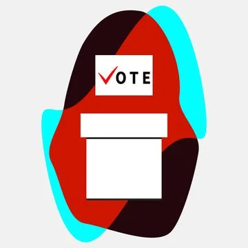 Voting at polling station with box and ballot Stock Illustration