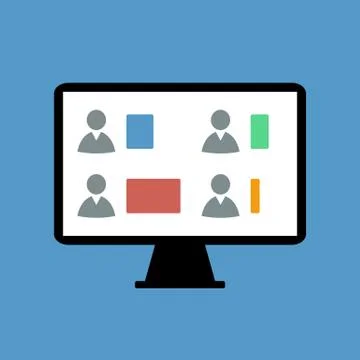 Voting results in computer display, flat design Illustrazione stock