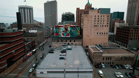 Voting rights are human rights mural in wisconsin downtown. MKE Mural Stock Footage 229773485