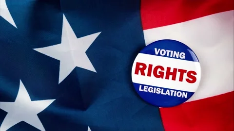 Voting rights legislation text quote on election button laying on the star sp Stock Footage 170629874