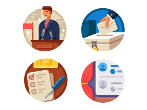 Voting set icons Illustrazione stock
