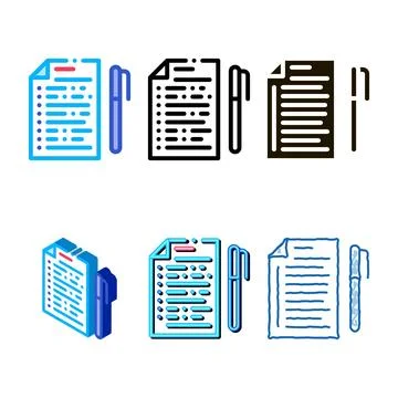 Voting sheet with pen icon vector outline concepts Stock Illustration