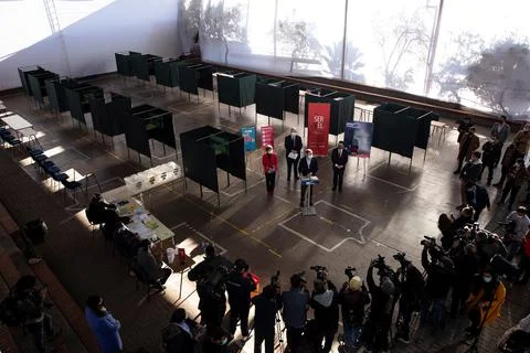 Voting simulation prior to the May 15 and 16 elections in Santiago, Chile - 11 M Stock Photos