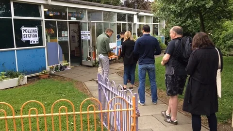 Voting stations open at 7am for the general election Stock Footage 109256521