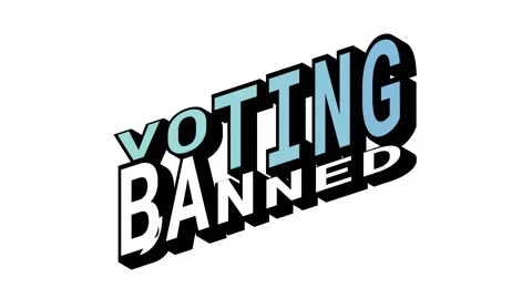 VOTING vs BANNED, 3D Text Animation in Isometric View with Opposite Word Motion Stock Footage 314264196
