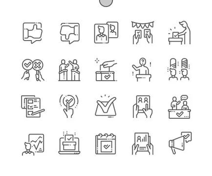 Voting Well-crafted Pixel Perfect Vector Thin Line Icons Stock Illustration
