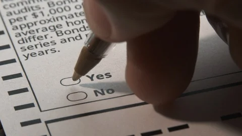 Voting Yes On Official Ballot Stock Footage 119291747
