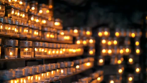 Votive Candle Relic Intercession Catholic Prayer Candles Cinematic 4K Stock Footage 307124765