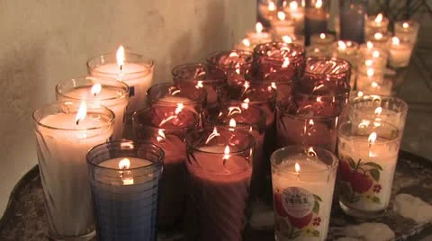 Votive Candles at an Altar Video stock 19228441