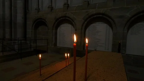 Votive candles with the flame burning Stock Footage 117489581
