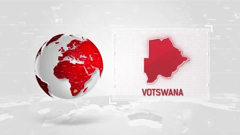 Votswana 4K Tech Map Beside Globe On White Background Stock Footage 338241063