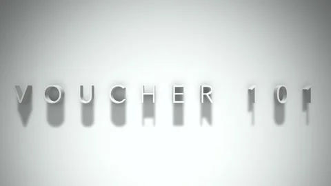 Voucher 101 3D title animation with shadows on a white background Stock Footage 297672663