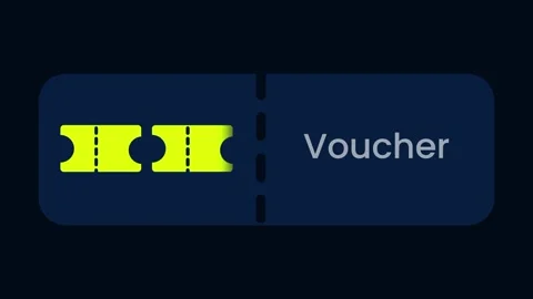 Voucher Feature Button with Yellow Ticket Icon and Bold Label Stock Footage 334471348