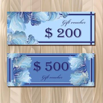 Voucher, Gift certificate, Coupon template for invitation, banner, ticket. Stock Illustration