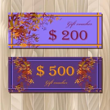 Voucher, Gift certificate, Coupon template for invitation, banner, ticket. Stock Illustration