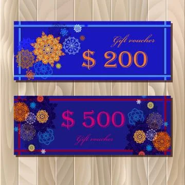 Voucher, Gift certificate, Coupon template for invitation, banner, ticket. Stock Illustration