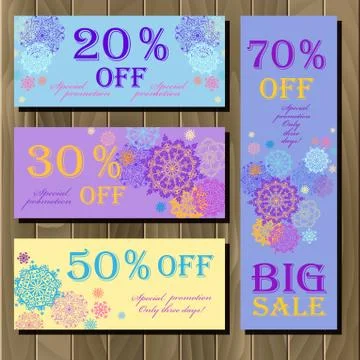 Voucher, Gift certificate, Coupon template for invitation, banner, ticket. Stock Illustration