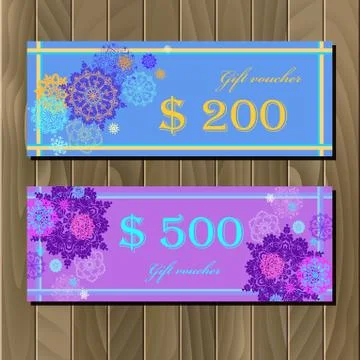 Voucher, Gift certificate, Coupon template for invitation, banner, ticket. Stock Illustration