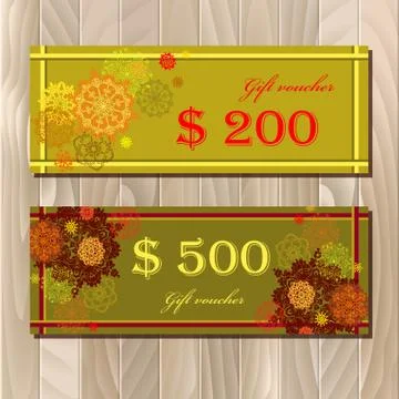 Voucher, Gift certificate, Coupon template for invitation, banner, ticket. Stock Illustration