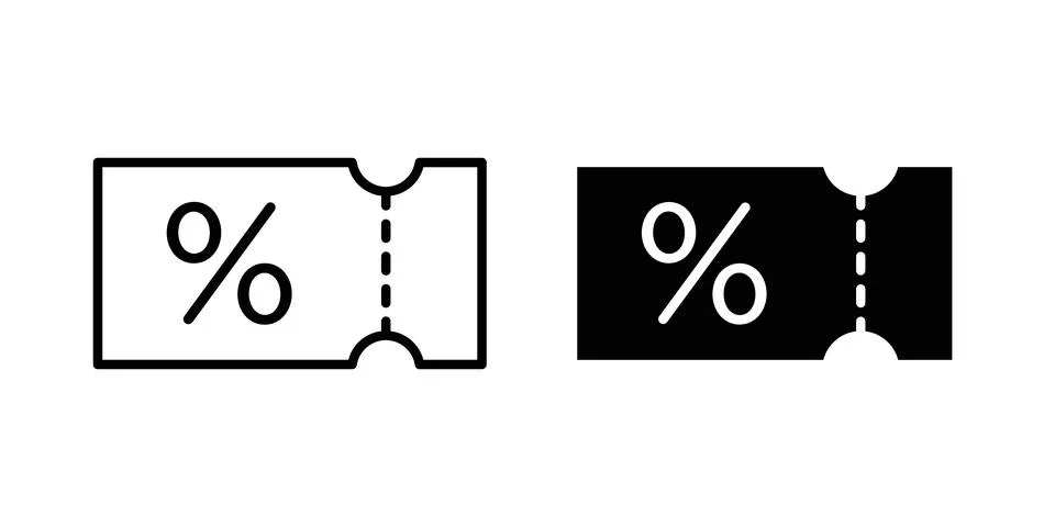 Voucher icon solid, line, and editable vector set. Stock Illustration