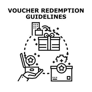 Voucher redemption guidelines for loyalty program gift exchange Stock Illustration