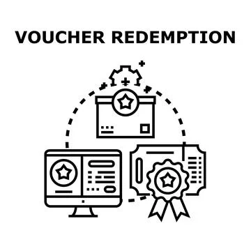 Voucher redemption process with digital certificate and coupon Stock-Illustration