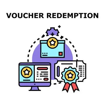 Voucher redemption process with digital certificate and coupon Stock-Illustration