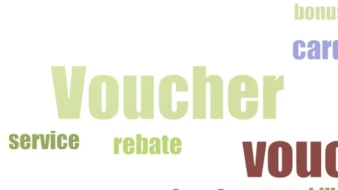 Voucher Tagcloud Animated Isolated On White Stock Footage 107234011