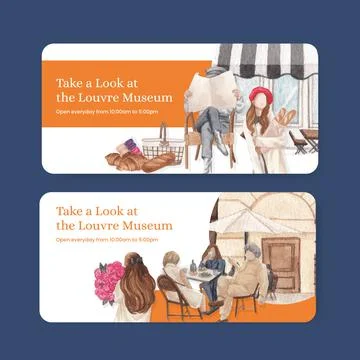 Voucher template with Eifel in Paris lover concept,watercolor style Stock-Illustration