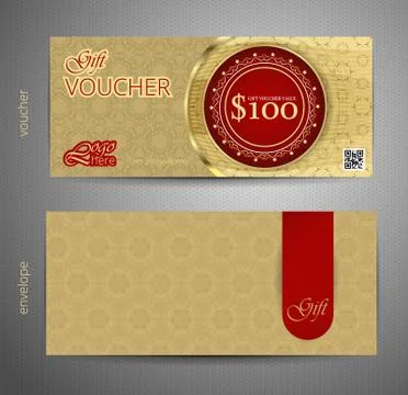 Voucher template with premium vintage pattern. vector Illustrazione stock