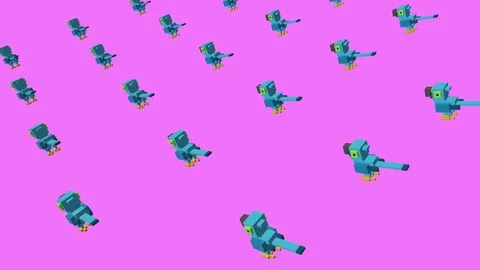 Voxel Blue Macaw -  ANIMATED BACKGROUND Stock Footage 77565743