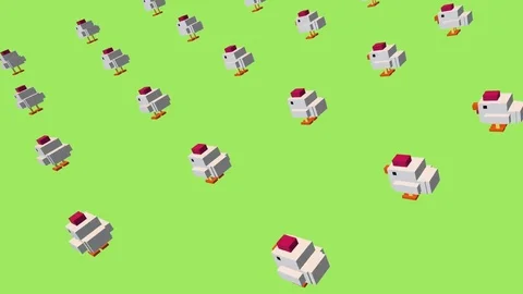 Voxel Chicken -  ANIMATED BACKGROUND Stock Footage 77565760