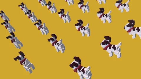VOXEL dog -  ANIMATED BACKGROUND Stock Footage 77571555