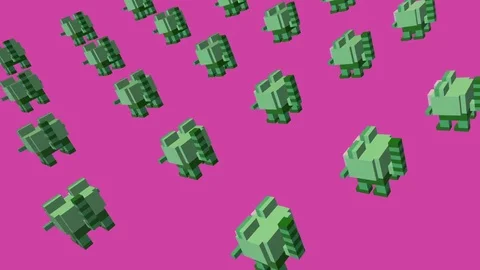 Voxel Green Cat -  ANIMATED BACKGROUND Stock Footage 77571553
