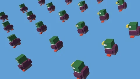 Voxel Green Duck -  ANIMATED BACKGROUND Stock Footage 77565778