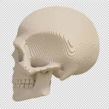 Voxel skull on a transparent background. Stock Illustration